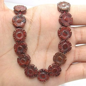 Cuentas sueltas con forma de flor de jaspe rojo de alta calidad, talla de piedra Natural para hacer joyas, buen precio - Product Image 2