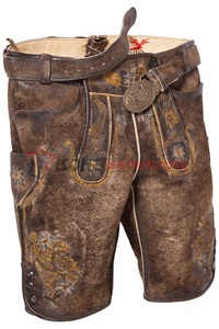 ISONZ Lederhosen traditionnels allemands en cuir vieilli de style vintage pour hommes, broderie personnalisée attrayante - Product Image 5