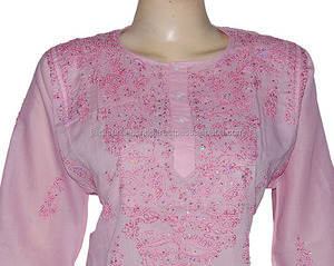 Broderie jaipuri coton haut tunique - Product Image 3