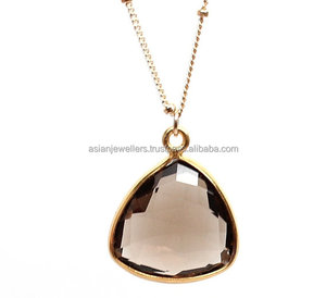 จี้พลอยโทแพซแบบควัน,ชุด Bezel ของ Vermeil - Product Image 1
