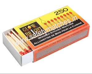 Safety Eco-Friendly Kitchen Matches 200 Fills Per Box 200 Sticks Custom Color Match Head 47mm Splints Plain <b>Side</b> Printing - Product Image 1