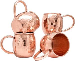 Copper Cup Handmade Moscow Mule Copper Mug Gift Set of 4 Pcs With 4 <b>Straws</b> 4 Shot Glass & Tray <b>for</b> Gift Idea - Product Image 3