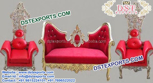 Diezi — ensemble canapé et chaises motif paon en or blanc, pour salon de mariage, ensemble Design indien, pour la mariée et le marié - Product Image 4