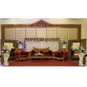 แผงหนังสีทองสุดพิเศษสำหรับงานแต่งงานการรับของตกแต่งเวทีแผ่นหนังด้านหลังแบบกระจุกสำหรับงานแต่งงาน - Product Image 1