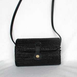 Natural Bohemian Rattan Clutch <b>Bag</b> with <b>Tassel</b> Cotton Lining Black PU Trim - Product Image 3
