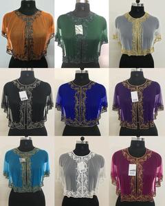 Poncho de mujer de talla grande de estilo exclusivo de alta calidad, bordado de riqueza superior, cuentas de mano de red de trabajo, vestido de noche informal para fiesta y Club