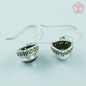Pendientes de gota de plata 925 hechos a mano con piedra amatista en forma de triángulo Estilo Vintage para bodas-Directo desde la India - Product Image 4