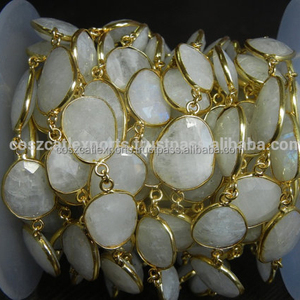 Piedra de la luna del arco iris plata bisel conjunto de cadena de piedras preciosas - Product Image 1