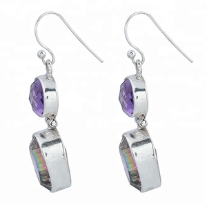 925พลอยพลอยบุษราคัมมิสติกอันงดงามต่างหูห้อยเงินสเตอร์ลิงต่างหูชุบเงินต่างหูแฟชั่นสำหรับผู้หญิง - Product Image 3