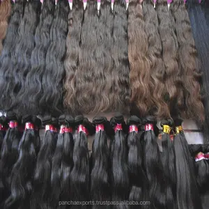 Extensions de cheveux humains 100% cheveux indiens Remy non traités, couleur naturelle, lisses, ondulés, bouclés, trame unique - Product Image 1