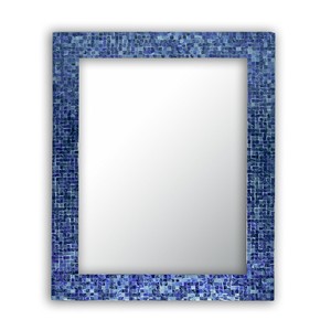 Modern Rectangle Wood-Framed Wall <b>Mirror</b> Multi-Color Handmade Glass Mosaic <b>Hanging</b> Bedroom Bathroom Home Decorative Metal - Product Image 3
