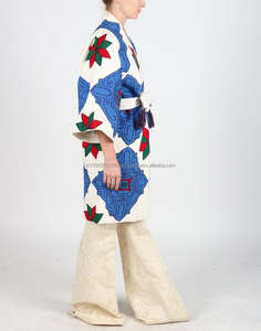 Bonne Qualité D'exportation Sublimation Coton Veste Col Géométrique Suzani Broderie Femmes Européennes Ouvert Kimono Boho Chic Manteau Robe - Product Image 4