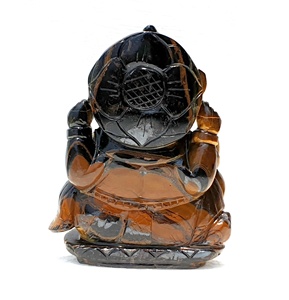 Figurine Ganesha sculptée en œil de tigre naturel, sculpture en pierre artisanale, cadeau - Product Image 4