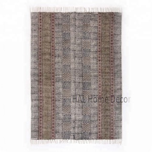 ที่กำหนดเองบล็อกพิมพ์ Dhurrie พรม,ขายส่งอินเดียพรมที่ทำด้วยมือสำหรับห้องนั่งเล่น - Product Image 3