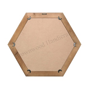 Cadre de miroir en bois hexagonal fait à la main, style vintage, décoration murale, miroir élégant pour la maison, le bureau et le salon - Product Image 4