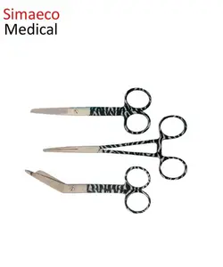 组3件动脉钳护理剪刀绷带剪刀斑马样式