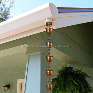 Chaîne de pluie en cuivre pour jardin Finition en cuivre naturel Chaîne de pluie en cuivre - Product Image 5