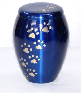 Urne funéraire pour animaux de compagnie de style américain avec empreinte de patte de designer, bleue, durable, avec garantie de 2 ans, modèle 2520-a par ZHE - Product Image 3