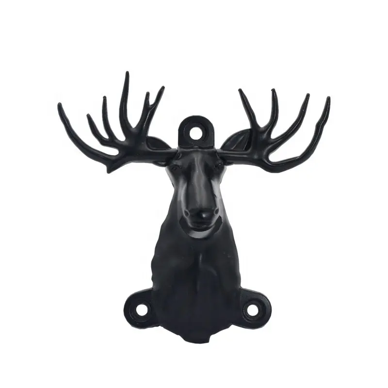 Hot sale cast metal bottle opener animal head shape opener wall mount black deer head beer bottle openers