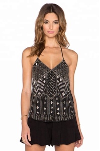 Robe de soirée sans dos à bretelles sans manches en sequins et perles de haute qualité pour femmes, vente en gros, été, par un fournisseur indien - Product Image 2