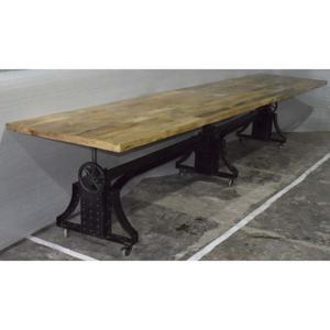 Tavolo da pranzo in metallo convertibile stile Vintage industriale stile americano Extra lungo rivettato mano sollevamento regolabile <span class=keywords><strong>mobili</strong></span> per la casa - Product Image 2