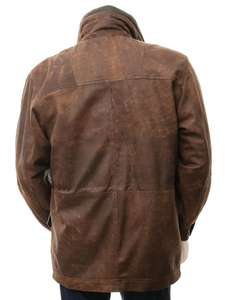 Abrigo de cuero marrón oscuro para hombre de calidad Abrigo largo de moda con abrigo de gabardina de cuero genuino - Product Image 2