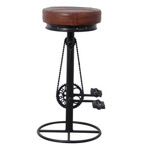 Tabouret de bar vintage en forme de vélo industriel, tabouret de bar en cuir et fer Mateo de style industriel - Product Image 2
