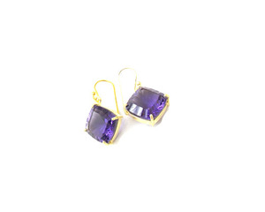 <b>Beautiful</b> Amethyst Natural Multi Gemstone Jewelry Gemstone Gold Plated Wire Wrapped Set Double Stone CZ <b>Earring</b> - Product Image 5
