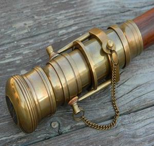 Senderismo y Camping Bastón de madera con acabado de latón Mango de telescopio Bastón de estilo náutico - Product Image 2