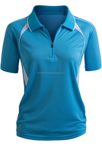 Camiseta de manga corta con cremallera para mujer, Polo personalizado de calidad Superior - Product Image 2