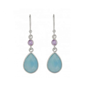 Vente directe d'usine 925 Sterling Silver Larimar Multi Gemstone Boucle d'oreille pour femme et fille Mode - Product Image 3
