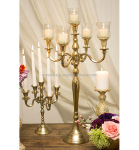 Candelabros de Metal de 5 brazos de diseño moderno con vidrio de huracanes para ocasiones especiales, decoración de fiesta, candelabros de plata - Product Image 3