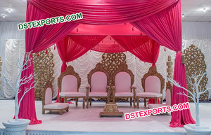 Beau mariage en bois sculpté Mandap chaises ensemble haute demande élégant mariage en bois Mandap chaises décorations Australie événements - Product Image 6