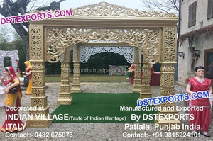 Mandap de Fibra con Aspecto de Madera para Bodas Indias, Hermosa Decoración de Mandap para Bodas, Mandap Tradicional de Fibra para Eventos en EE. UU. - Product Image 2