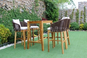 Chaude d'été à la mode En Osier ensemble de Barre DE Rotin DE PE 2 chaises et D'acacia table En Bois pour Meubles D'extérieur RABR-099 (Style 6) - Product Image 3