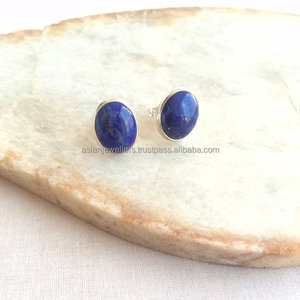 Hermosos pendientes de tuerca de Plata de Ley 925 con piedras preciosas de lapislázuli, joyería hecha a mano para compromiso, boda, fiesta o regalo - Product Image 1
