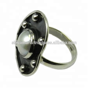 เครื่องประดับแฟชั่นวินเทจแหวนแต่งงานเงินแท้สำหรับผู้หญิง925อัญมณีเพชรไข่มุกของขวัญวันวาเลนไทน์ - Product Image 2