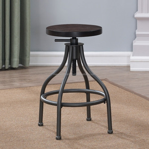 Silla de Bar Industrial moderna antigua, taburete de altura ajustable para cocina, comedor, restaurante, sala de estar, hierro con marco de madera - Product Image 1