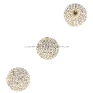 Pave Diamond Beads Ball Popular Design Finding Beads 925 Sterling Silver Wholesale Finding Jewelry