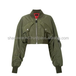Custom Made Winter Cropped Quilted Bomber <b>Jacket</b> for Women and Men Nylon Shell Varsity Style - Product Image 1