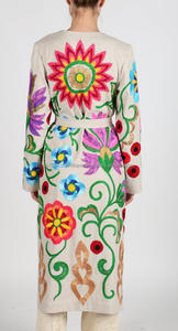 Manteau brodé Suzani d'hiver bohème chic de créateur, Kimono Suzani bohème chic, Robe de plage style européen, Veste longue - Product Image 4