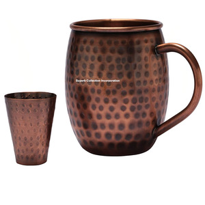 Nouvelle tasse de mule de moscou en cuivre martelé ensemble 2 avec tasse de baril vente d'usine indienne directe meilleure vente et de haute qualité - Product Image 3