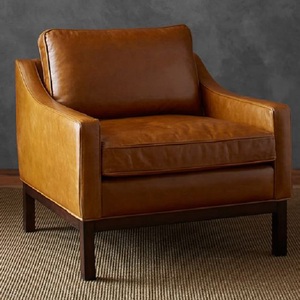 Sofá de cuero moderno de un solo asiento Estilo de diseño cuadrado tradicional - Product Image 2