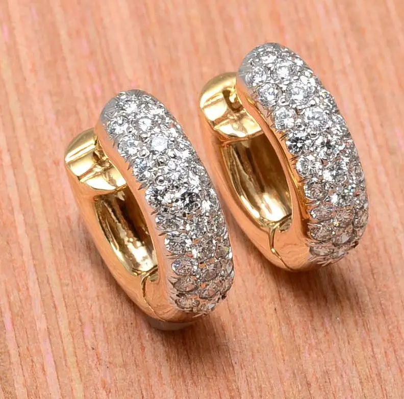 1.50 Carat Kim Cương Tự Nhiên Độc Đáo Nửa Hoop Earrings Trong 14K Vàng Để Bán Trực Tuyến