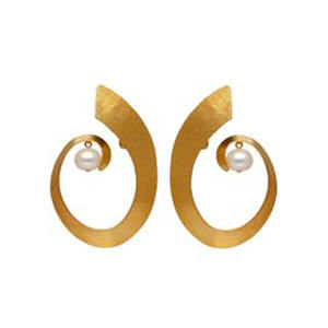 Boucles d'oreilles en perles d'eau douce naturelles, plaquées or doré, design géométrique, taille personnalisée, perles de mer cultivées faites à la main, pour femmes - Product Image 2