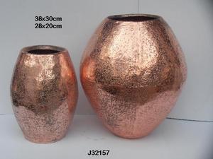 Jarrón de Flores Martillado con Acabado de Latón Hecho en Lámina de Aluminio, Jarrón de Decoración para el Hogar, Jarrón de Metal - Product Image 4