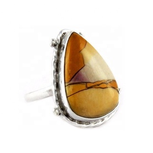 Anillos de piedras preciosas de mookaita Natural de Plata de Ley 925, joyería de plata India al por mayor, anillo Vermeil de eternidad para ella - Product Image 1