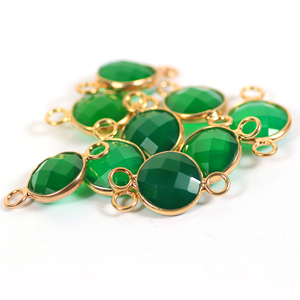 หินโอนิกซ์สีเขียวห่วงประกันตัวคู่10มม. เชื่อมต่อทางศาสนาของเด็กที่มีการตั้งค่ากรอบกลมสำหรับคริสเตียน - Product Image 5