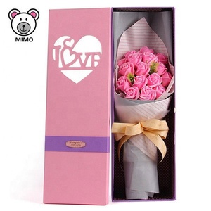 Forever <span class=keywords><strong>Love</strong></span> - Nuevo Ramo de Flores Artificiales de Plástico para San Valentín, Cajas de Regalo Románticas Hechas a Mano, Bonitas Rosas de Jabón Rojas para Niñas, Ramo de Boda - Product Image 5