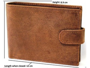 Executive Cowhide Leather <b>Wallet</b> Bifold Card <b>Holder</b> with ID Window Button Closure for Business Men Bifold <b>Wallet</b> - Product Image 2